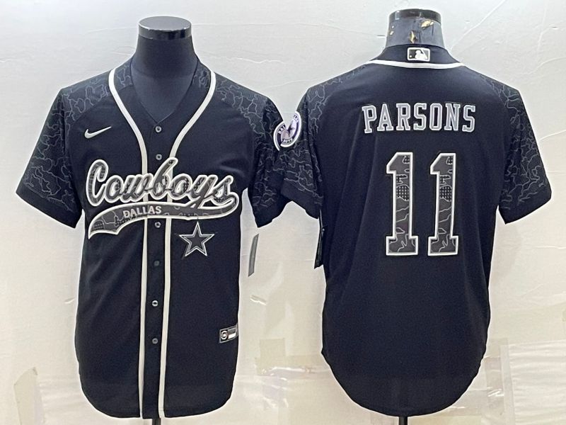Men Dallas Cowboys 11 Parsons Black Reflector 2022 Nike Co branded NFL Jerseys